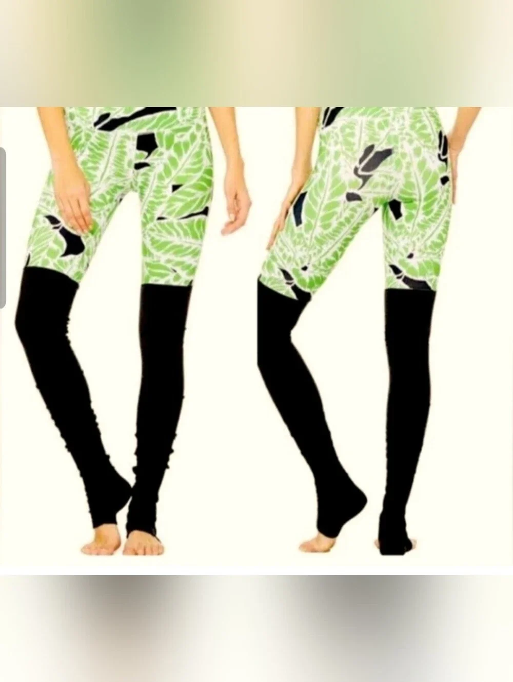 Alo Yoga Goddess Ribbed Leggings Tropical Palm Print NWT Small